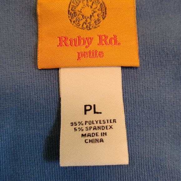 Ruby Road Blue Velour Metallic Gold Top Women's Petite Large Velvet Unique - Picture 5 of 8